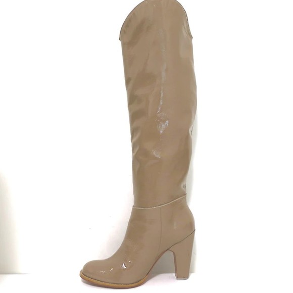 Rachel Comey Tall Willow Boots Taupe Patent Leather Size 8.5 - Picture 7 of 12